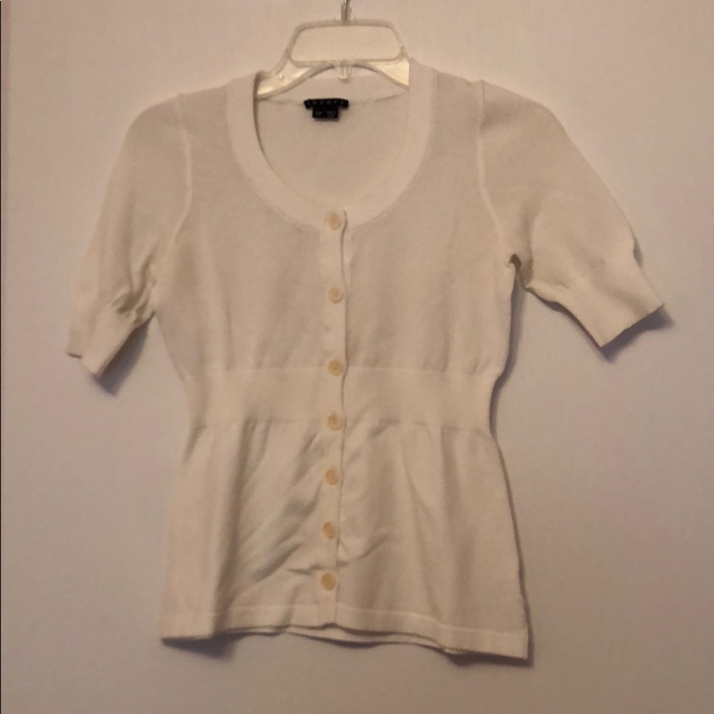 Theory White Short Sleeve Cardigan